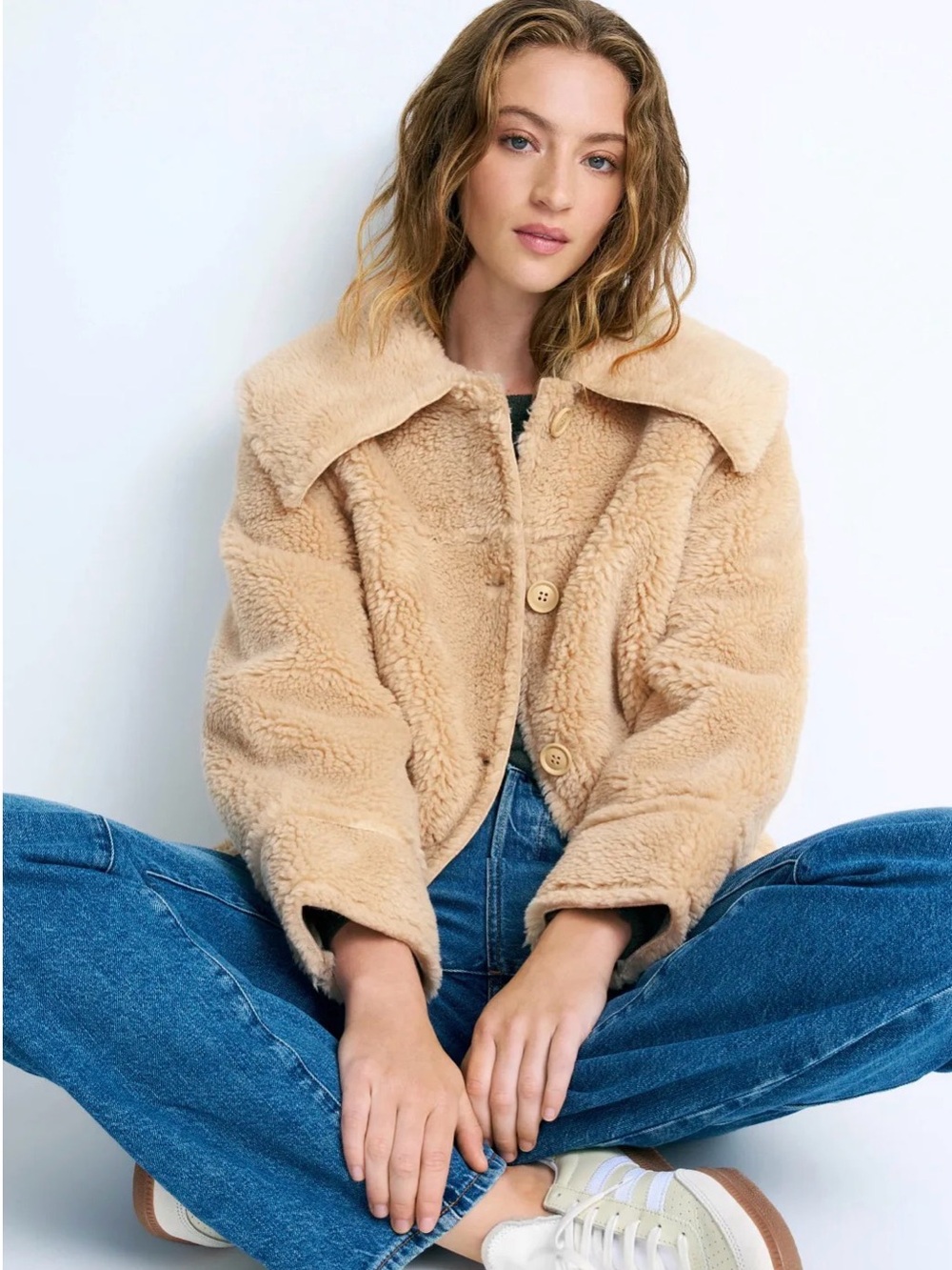 Rails Women's Wesson Jacket Beige Faux Fur Large NWT NEW